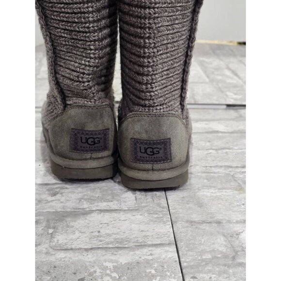 UGG Australia Cardy Classic Tall Knit Socks Sweater Boots Women's Size 7 Gray - Picture 6 of 9